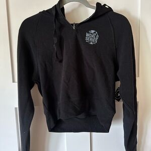 World Series 2021 MLB Black Ribbed Hoodie Crop